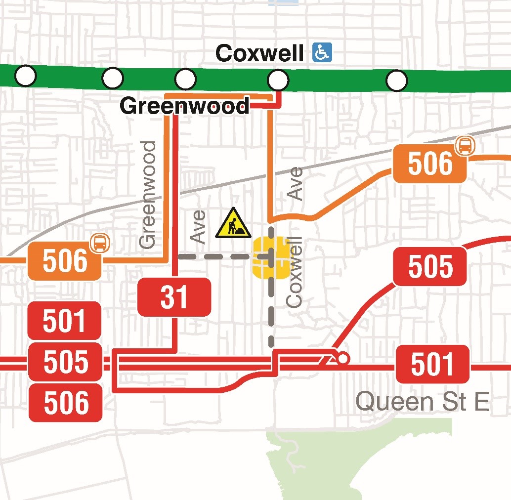 phase 2 of transit diversions during Coxwell Gerrard work