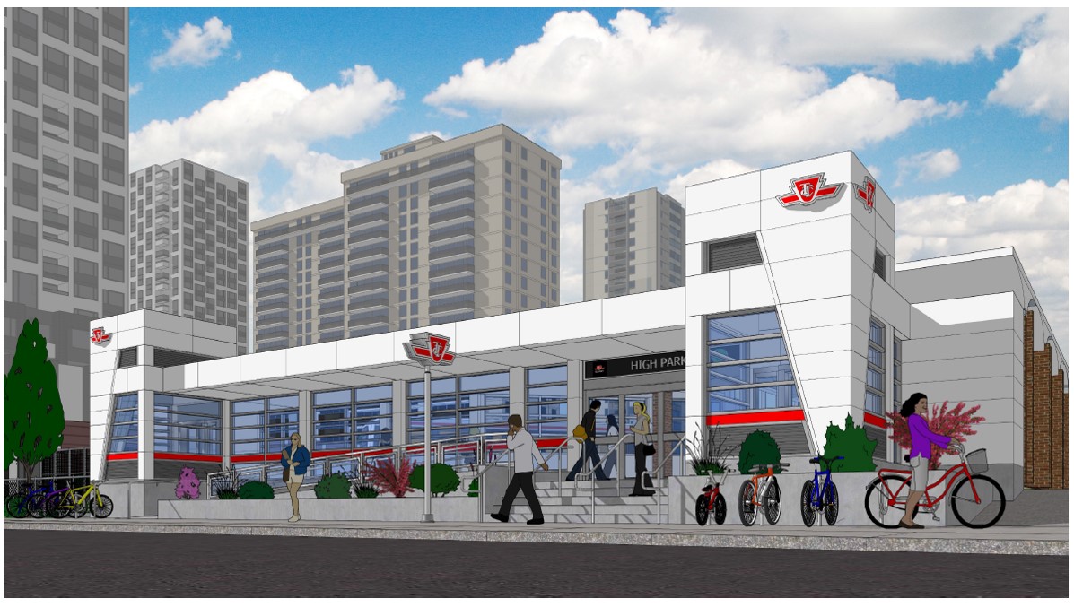 artistic render of high park station post-construction