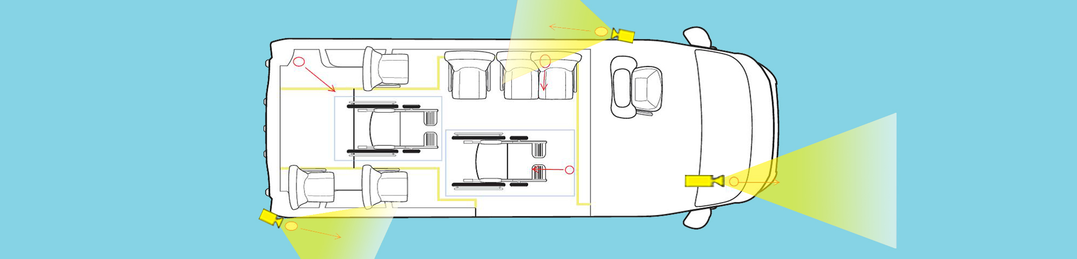 Diagram showing camera locations on Wheel Trans vehicle.