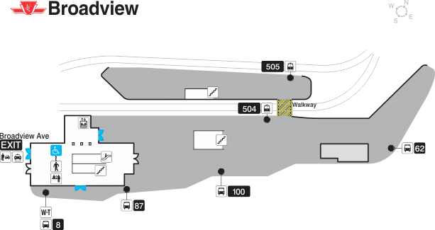 Map of Bus Bay with bus route stop in Broadview Station