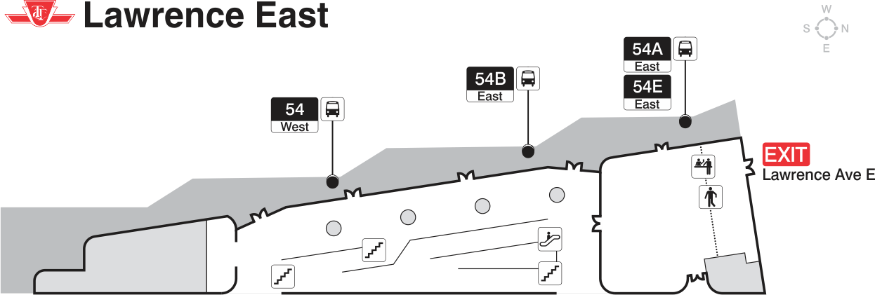Map Bus bay locations at Lawrence East station