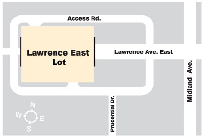 Map Lawrence East Lot from Lawrence Avenue East and Midland avenue  at Lawrence station