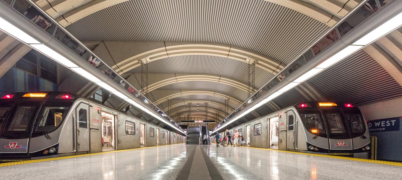 subway trains approaching station